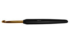 Gold Aluminum Crochet Hook (single ended) black soft handle